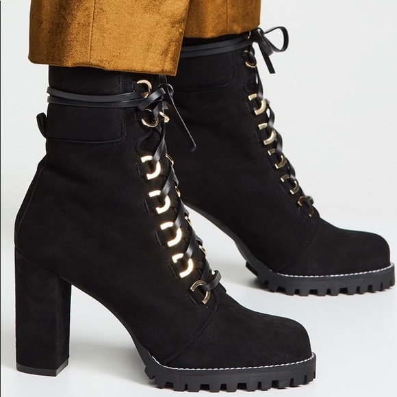 Stuart Weitzman Shackleton Combat Boots Suede Grey - Picture 2 of 11